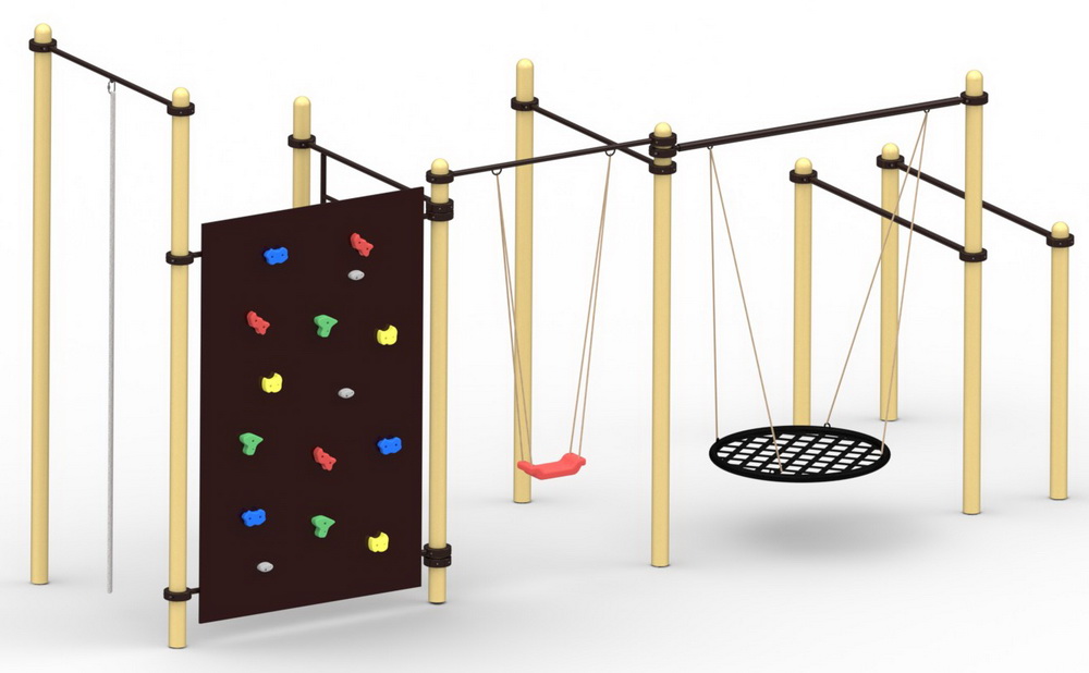 Спортивный комплекс YSK102 с двумя качелями, 76 мм, серый, серый