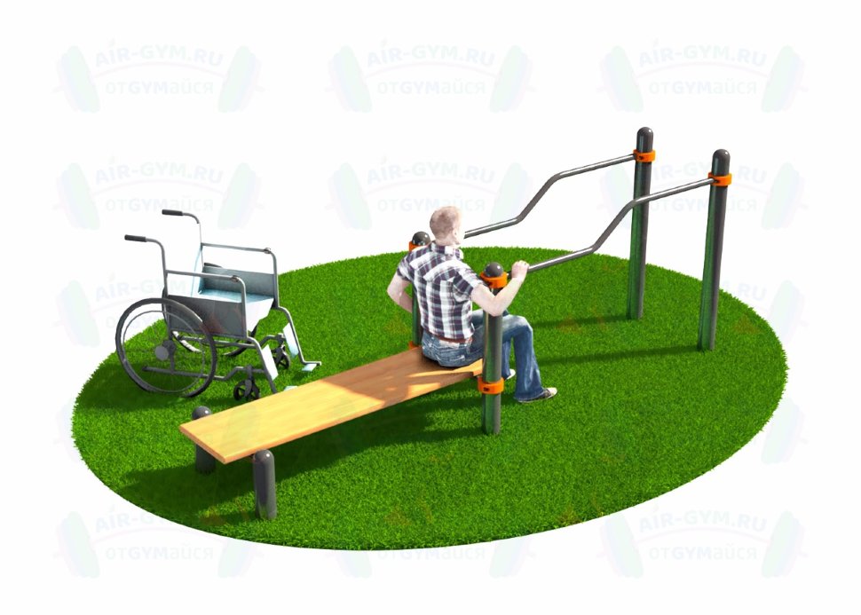 Брусья изогнутые в подъем со скамьей СВС-135-М