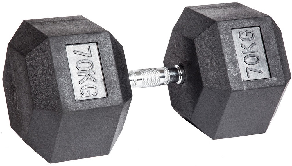 Гантель гексагональная обрезиненная 70 кг