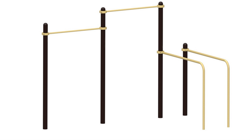 Два турника разноуровневых и гнутые брусья YSK108