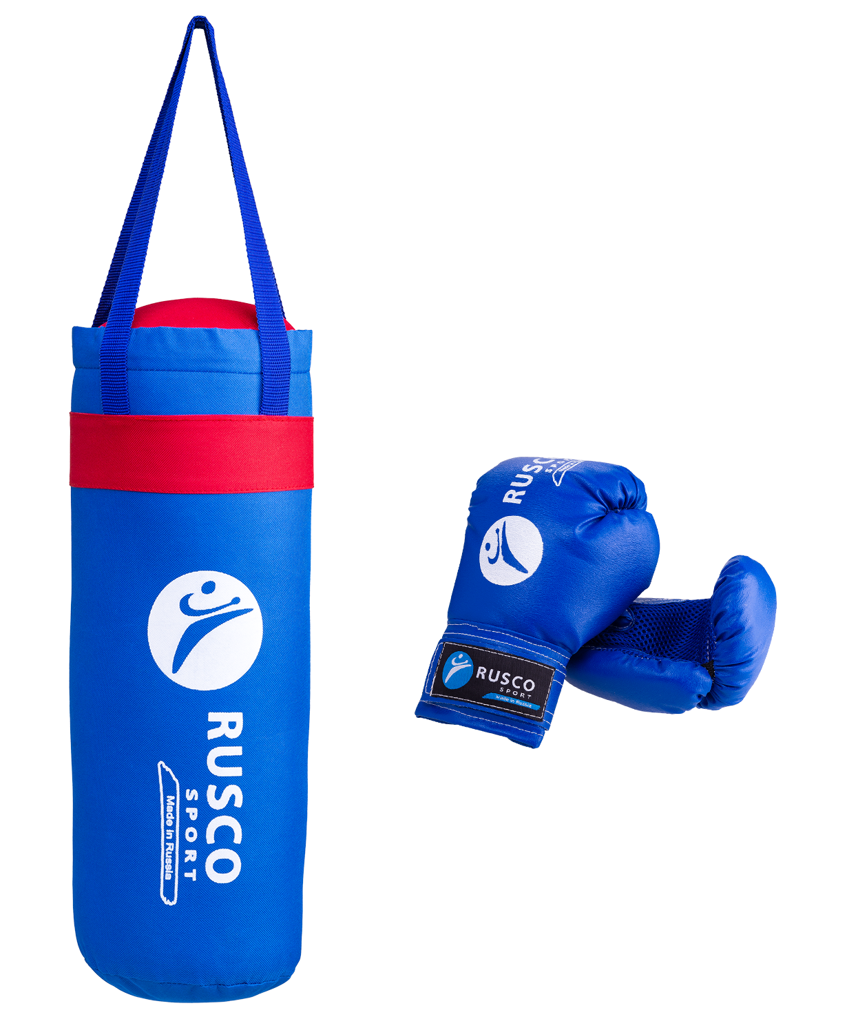 Набор для бокса Rusco, 6oz, кожзам, синий