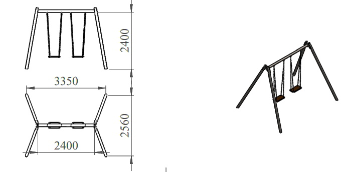 Качели двойные с двумя сиденьями лодочка Air Gym YK89LL