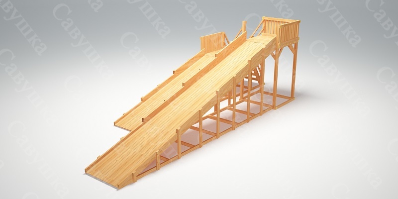 Зимняя деревянная игровая горка Савушка "Зима wood" - 7
