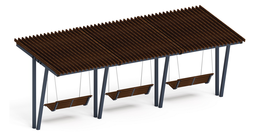 Пергола Тент с качелями (наклонная) МФ 78.03.03-01 /без поликарбоната/