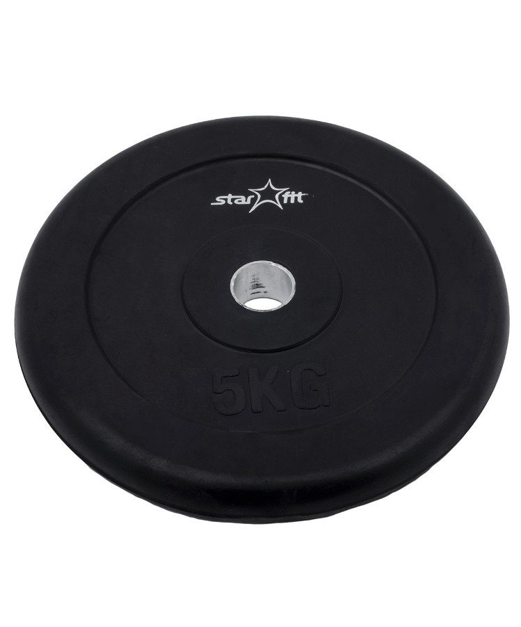 Диск обрезиненный STARFIT BB-202  5 кг, d=26 мм, стальная втулка, черный 1/4