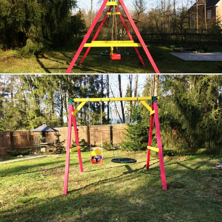 Высокие Качели Гарда (рама для качелей) на 2 места (НЕ окрашенные H-2,6м)