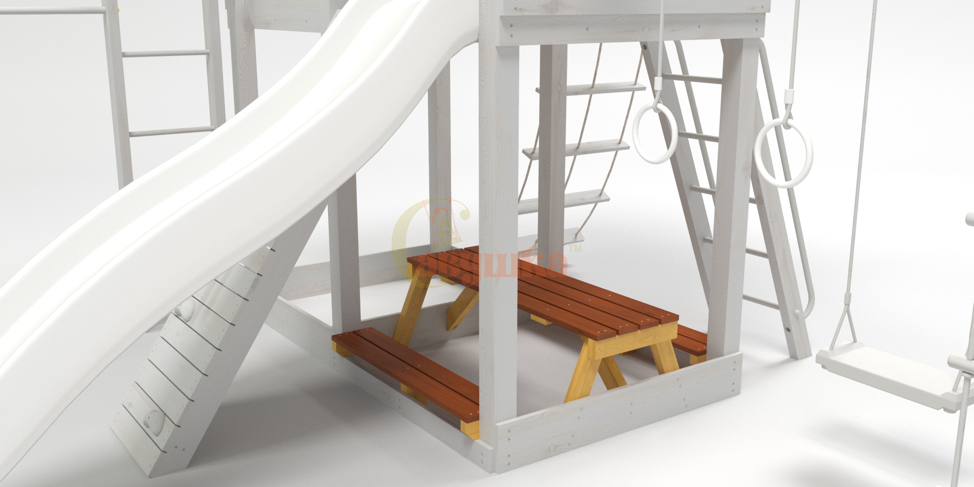 Столик с двумя лавочками Савушка