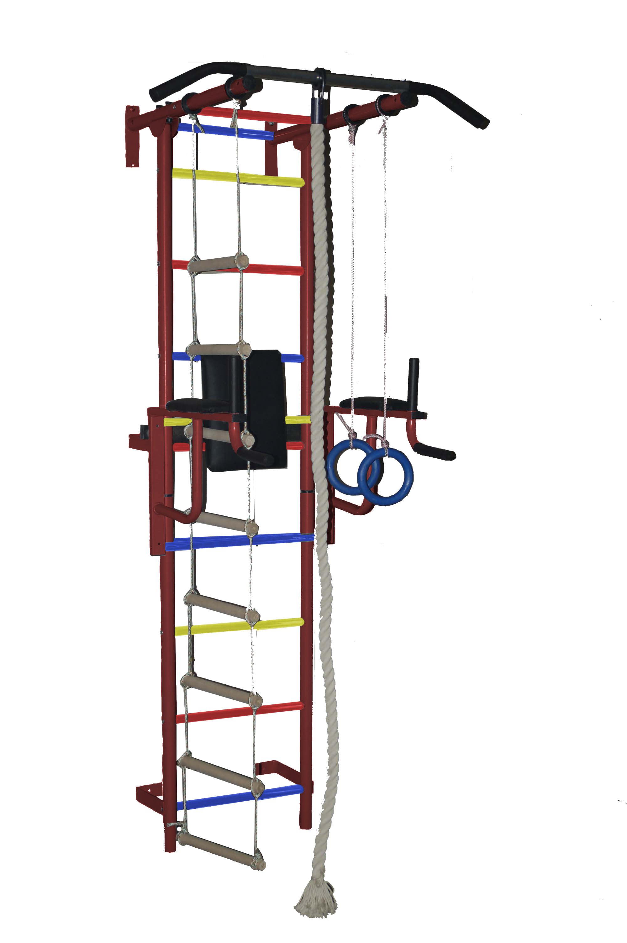 Спортивный комплекс ПВХ ДСК "Крепыш плюс " пристенный с брусьями - 1 серый