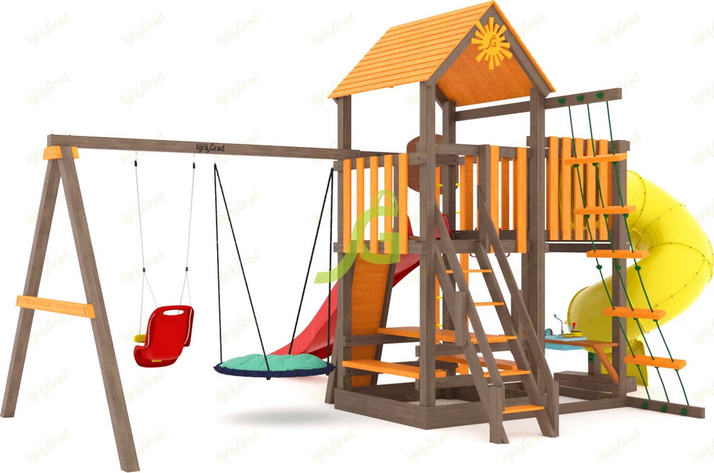 Детская площадка IgraGrad Панда Фани с балконом и трубой