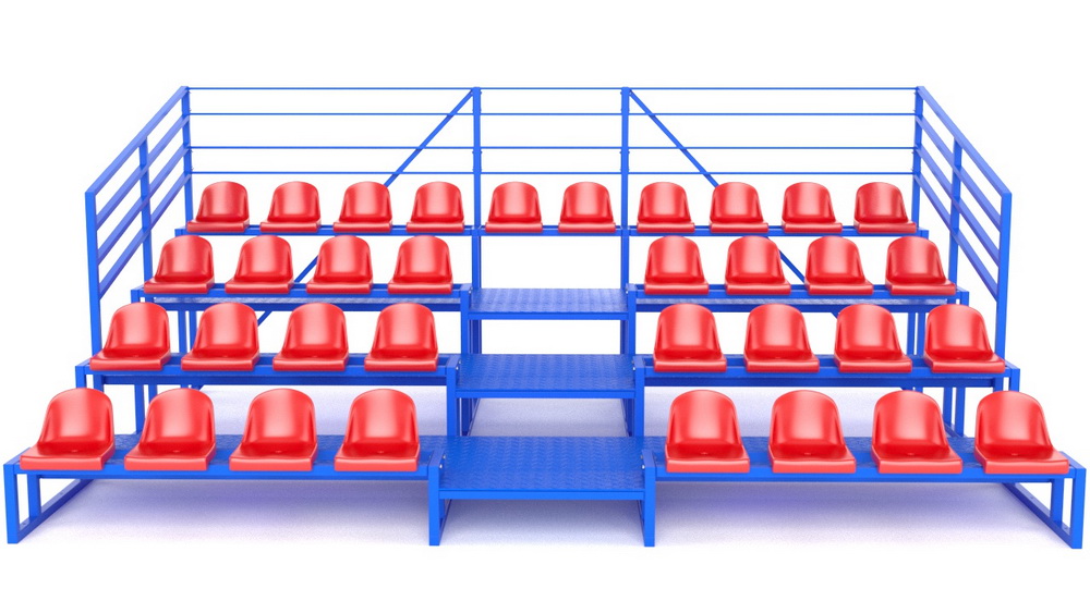 Трибуна с сидениями, четырехрядная, с ограждением (20.009)