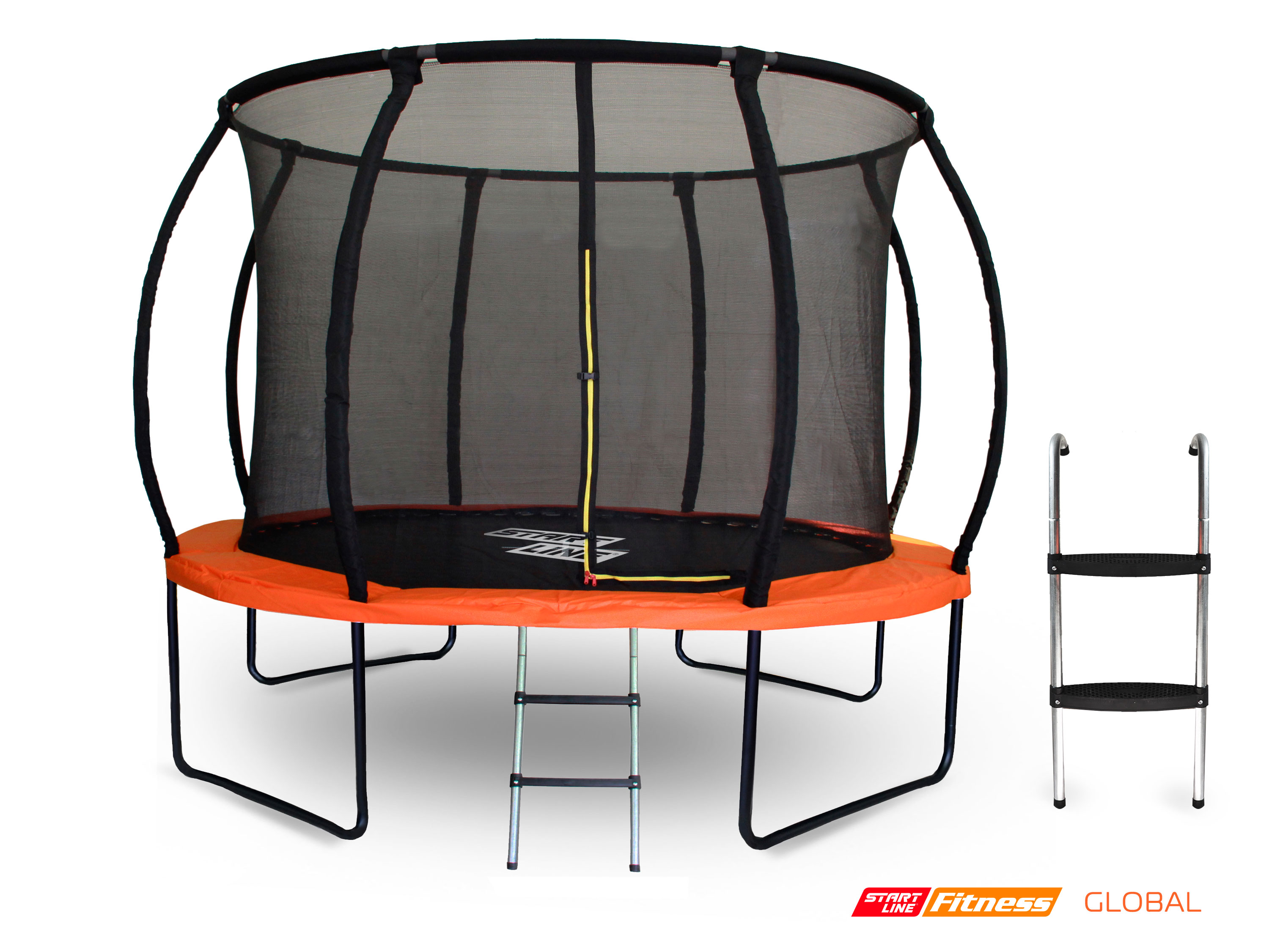 Батут GLOBAL PRO 10 футов с внутренней сеткой и лестницей