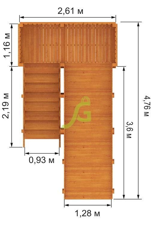 Зимняя деревянная горка Snow Fox, скат 4 м