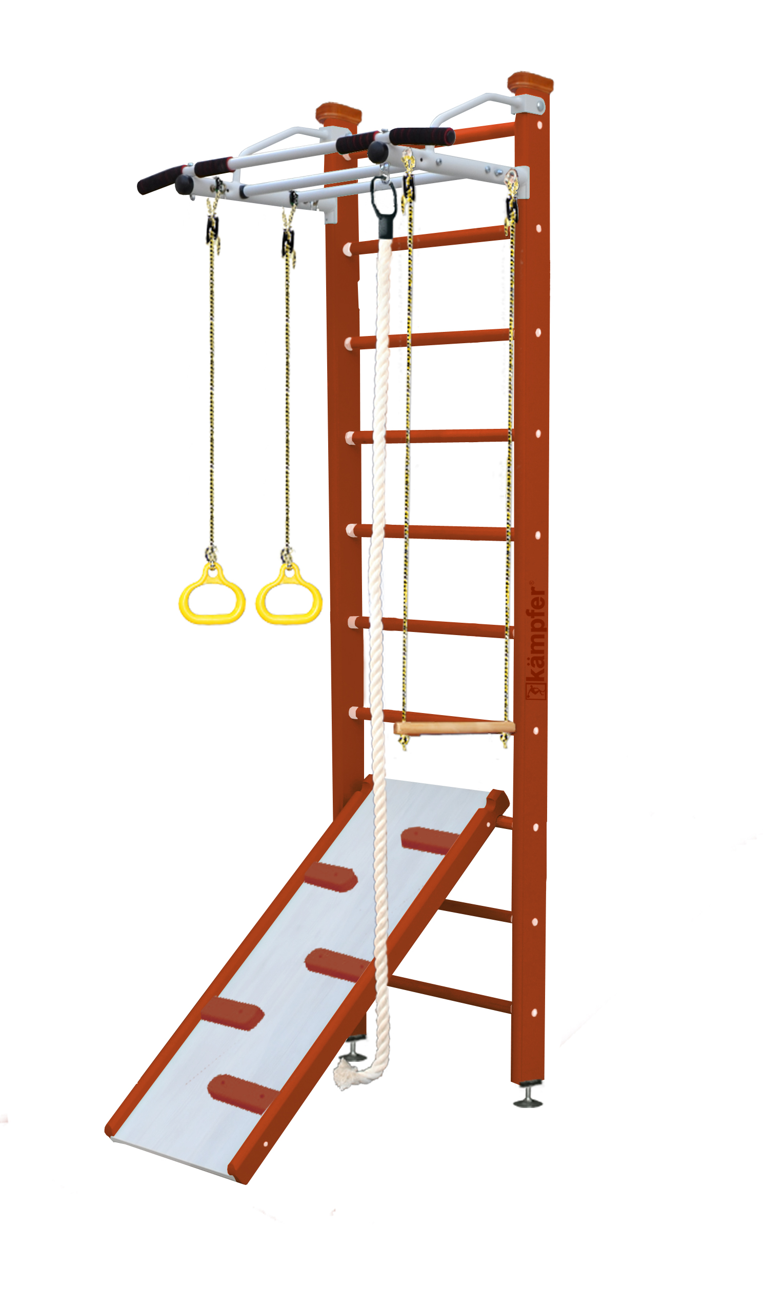 Шведская стенка Kampfer Ride Ceiling (№4 Вишневый Стандарт белый турник)