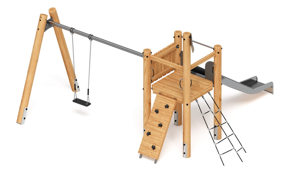 Игровой комплекс с качелями (Лиственница) H-1400 ДИК 2.24.03-Л