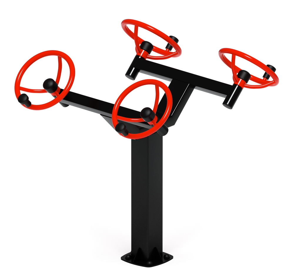 Тренажер уличный РУЛИ (4 руля положение сидя) красный СТ 102-11