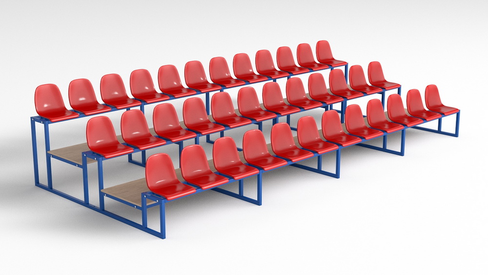Трибуна с пластиковыми сидениями трехрядная (20.005)