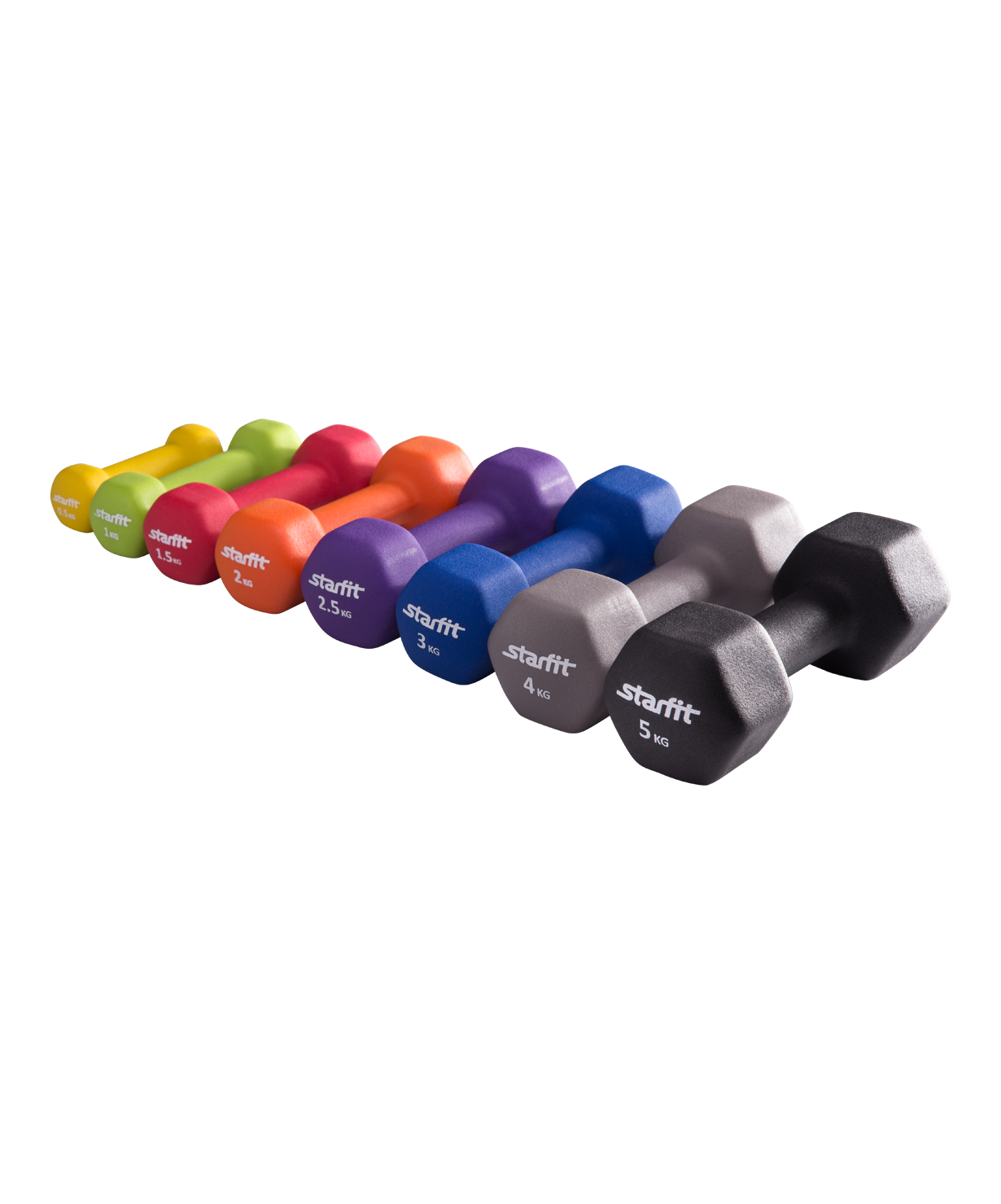 Гантель неопреновая STARFIT DB-201 2 кг, оранжевый (1 шт.) 1/10