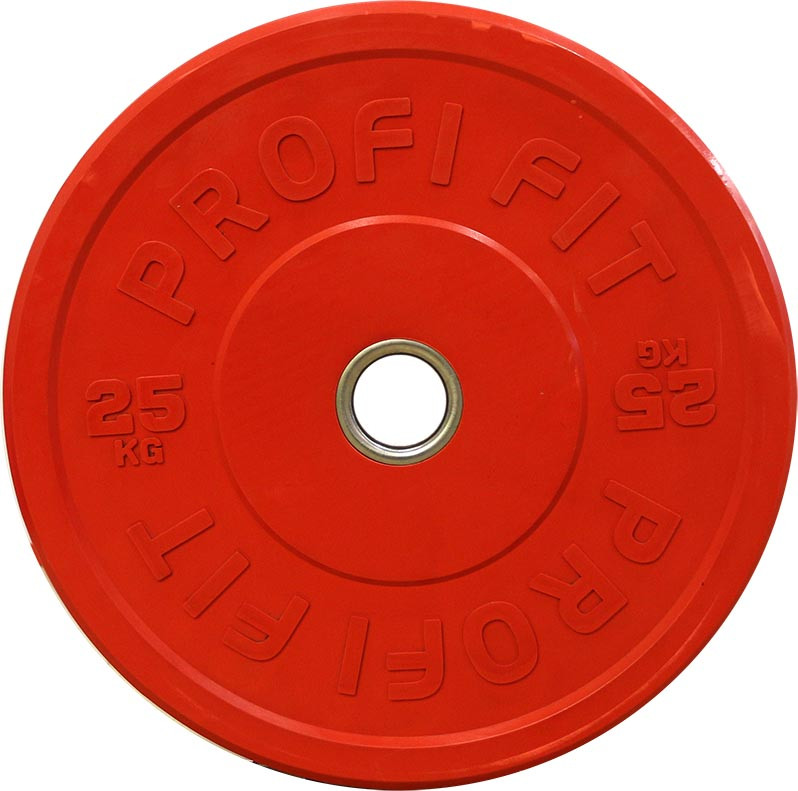 Диск для штанги каучуковый, красный D-51, 25 кг