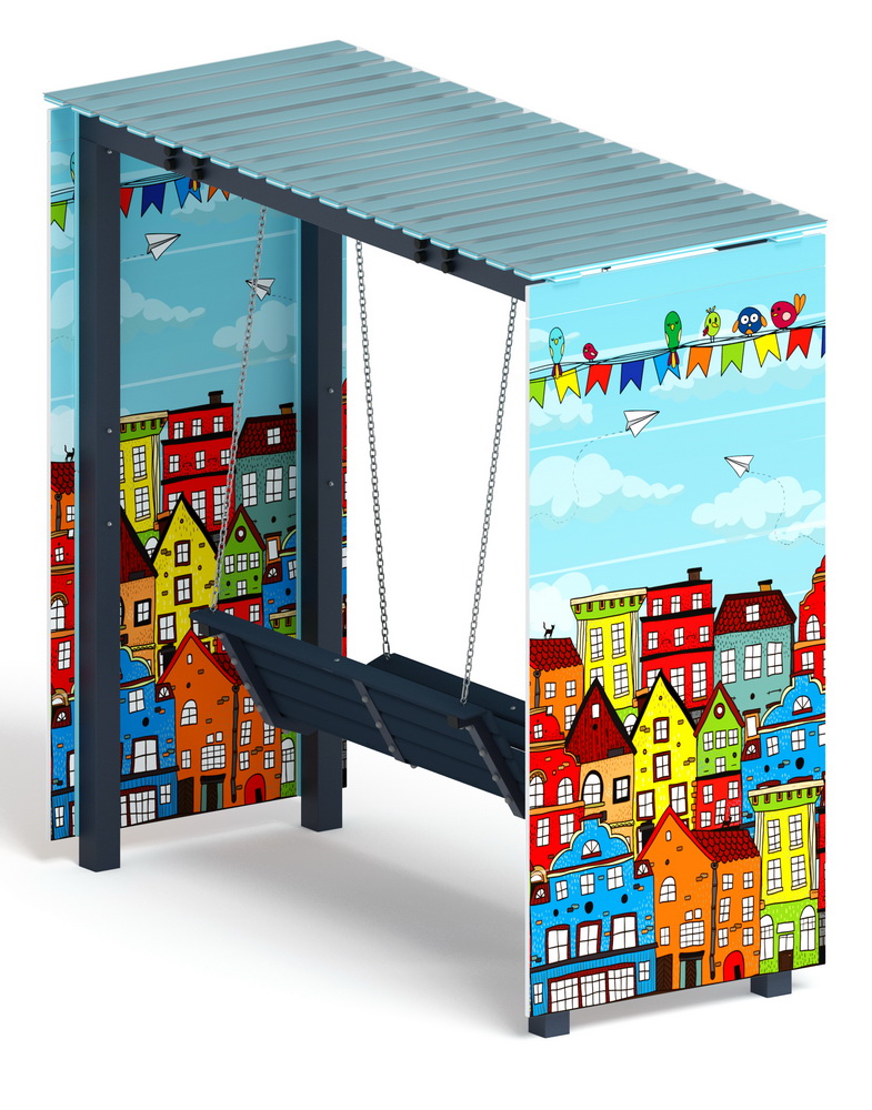 Пергола с качелями (Город) МФ 78.06.01-04 /с поликарбонатом/