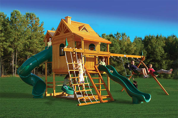 Детская деревянная игровая площадка ГОРНЫЙ ДОМ ДЕЛЮКС