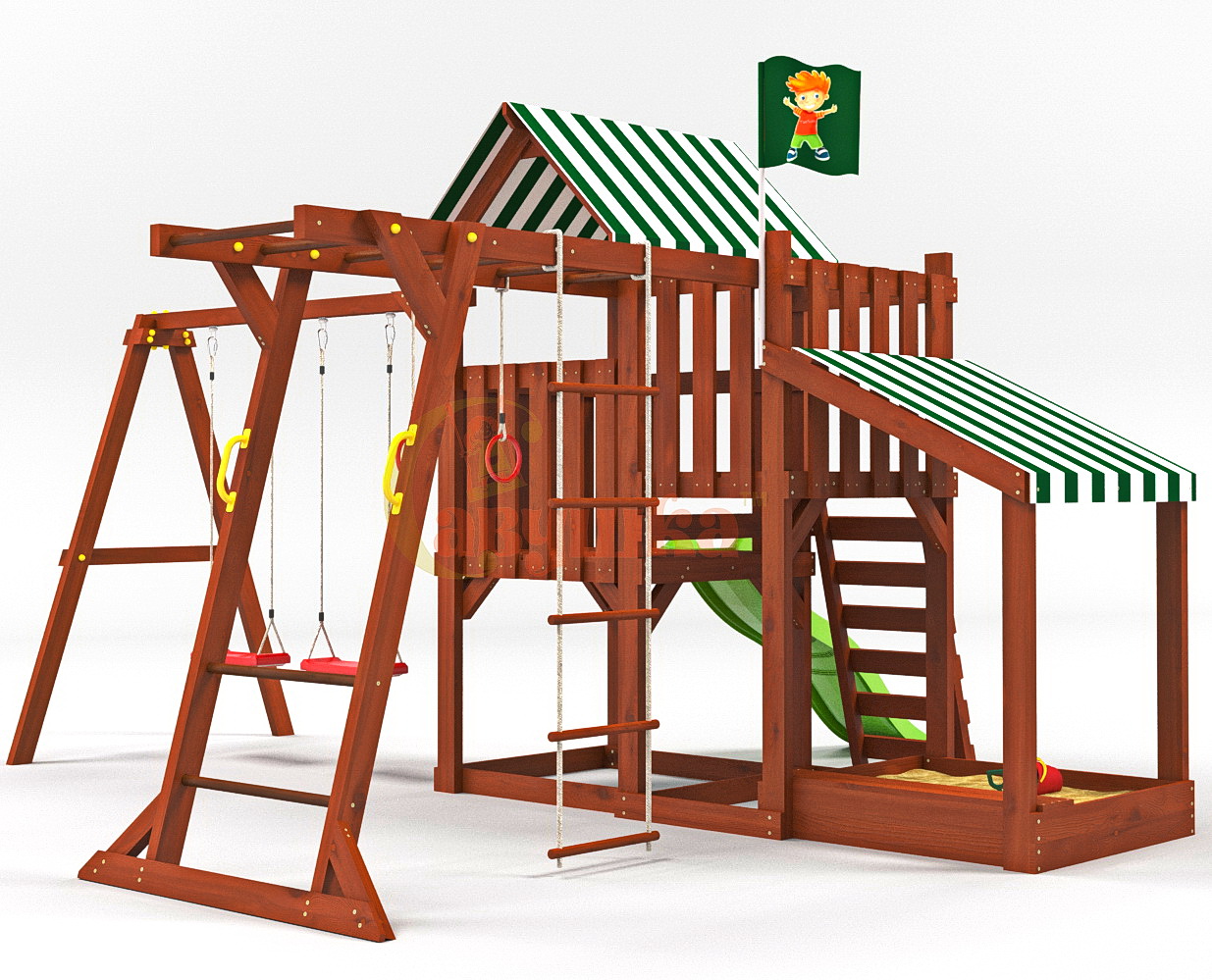 Детская площадка Савушка TooSun 4 с песочницей (горка 1,7 м)