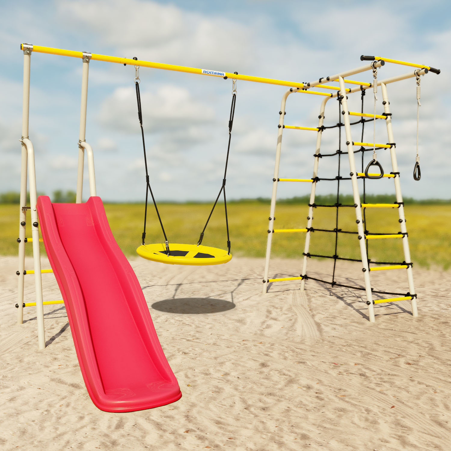 Детский спортивный комплекс для дачи БОГАТЫРЬ ПЛЮС-2 Romana 103.12.05 (качели-гнездо)
