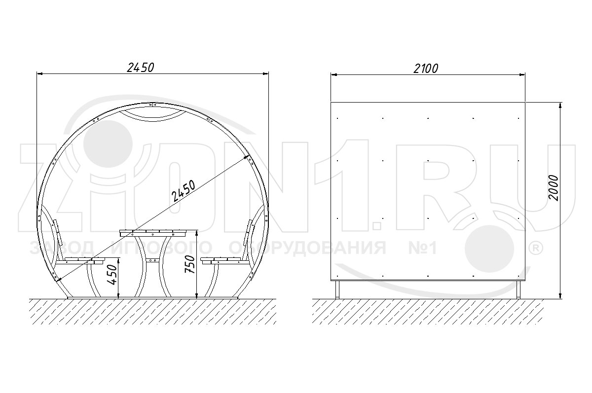 Стол со скамьями и навесом ZION М2 (СП214)