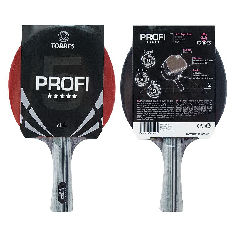 Ракетка для настольного тенниса TORRES Profi 5* (12.217)