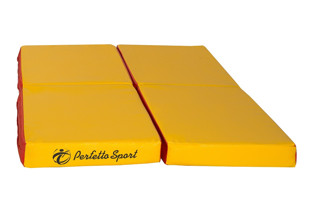 Мат № 11 (100 х 100 х 10) складной 4 сложения PERFETTO SPORT красно/жёлтый