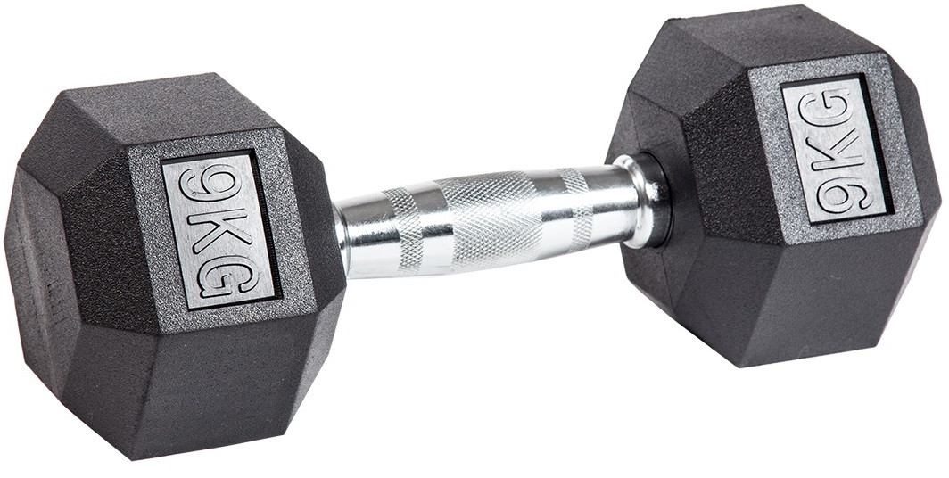 Гантель гексагональная обрезиненная 9 кг