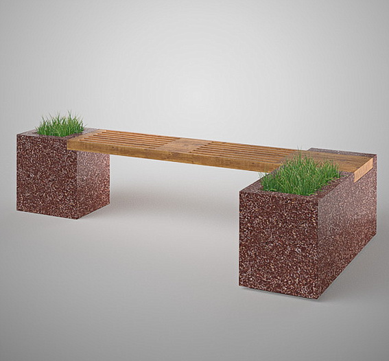 Скамья бетонная с цветником С-19