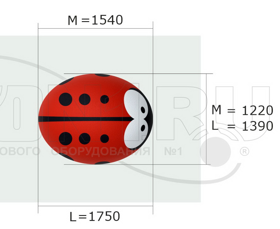 Резиновая 3D-фигура ZION Божья коровка М1 (для парков и детских площадок)