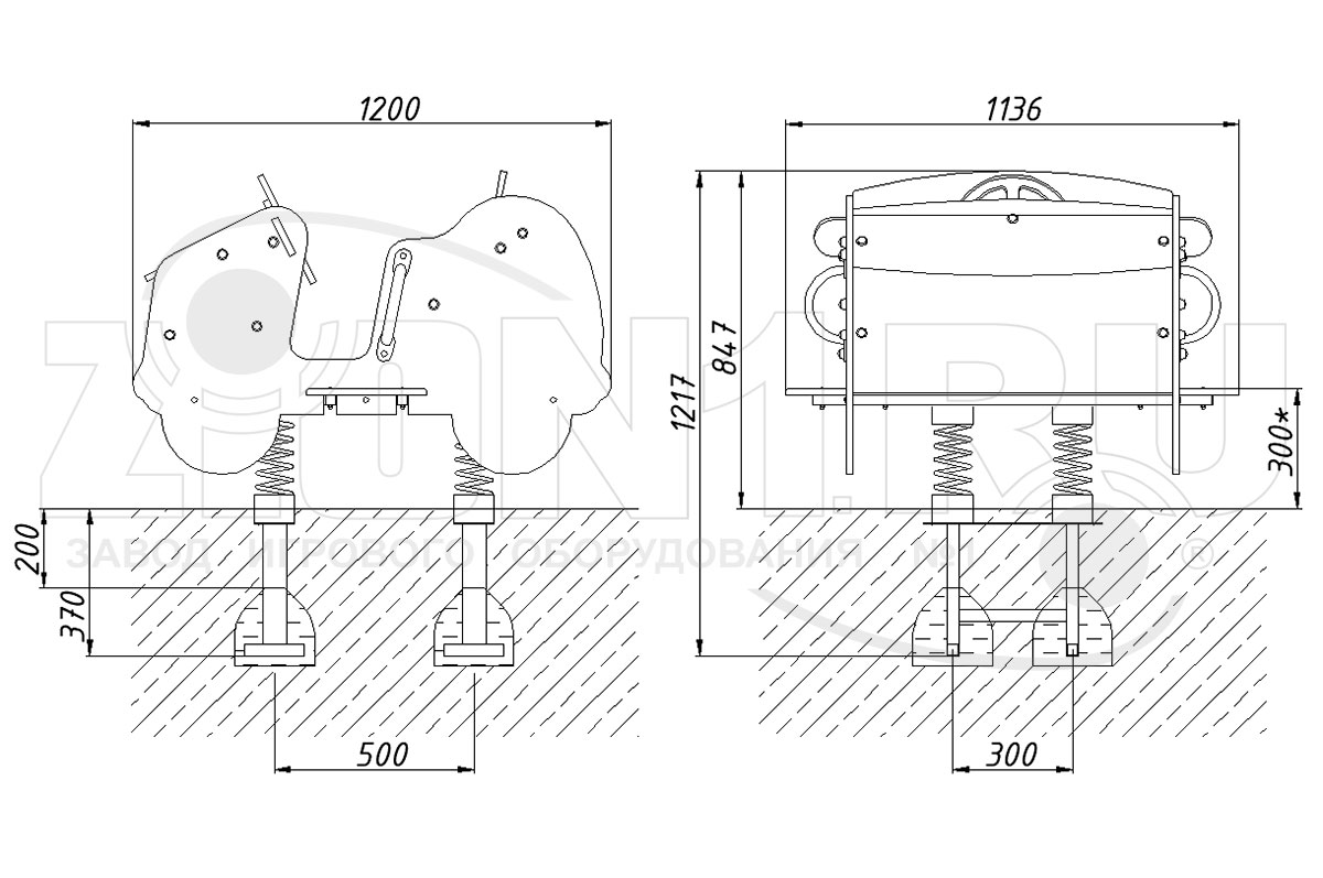 Качалка на четырех пружинах ZION Кабриолет