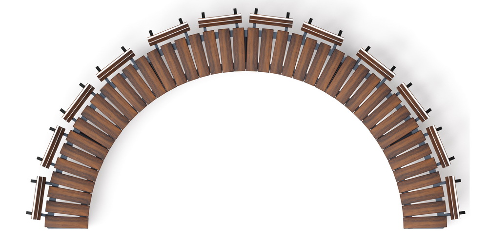 Модульная скамья радиальная (темный дуб) МФ 42.01.25