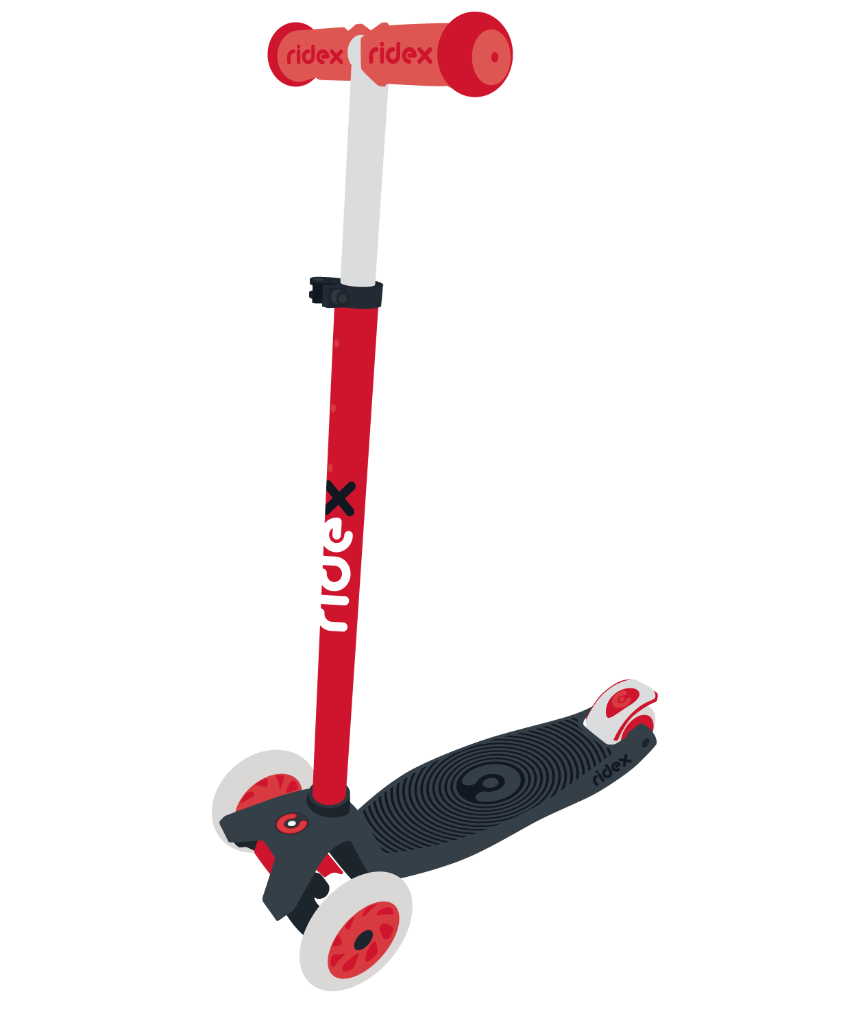 Самокат 3-колесный Snappy 2.0 3D 120/80 мм, черный/красный