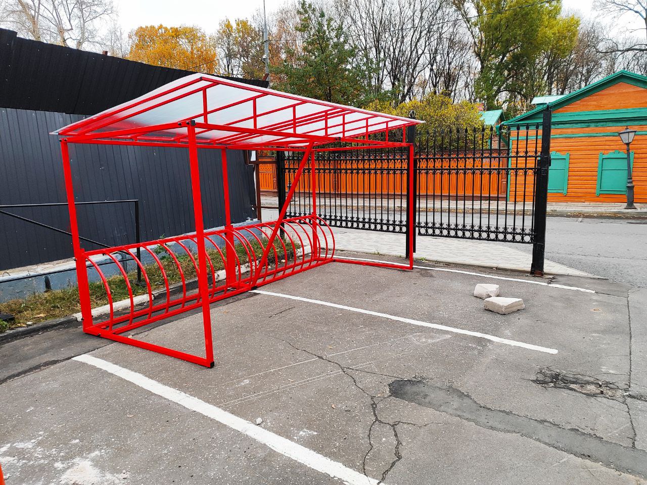 Установка велопарковки с навесом Штольц 