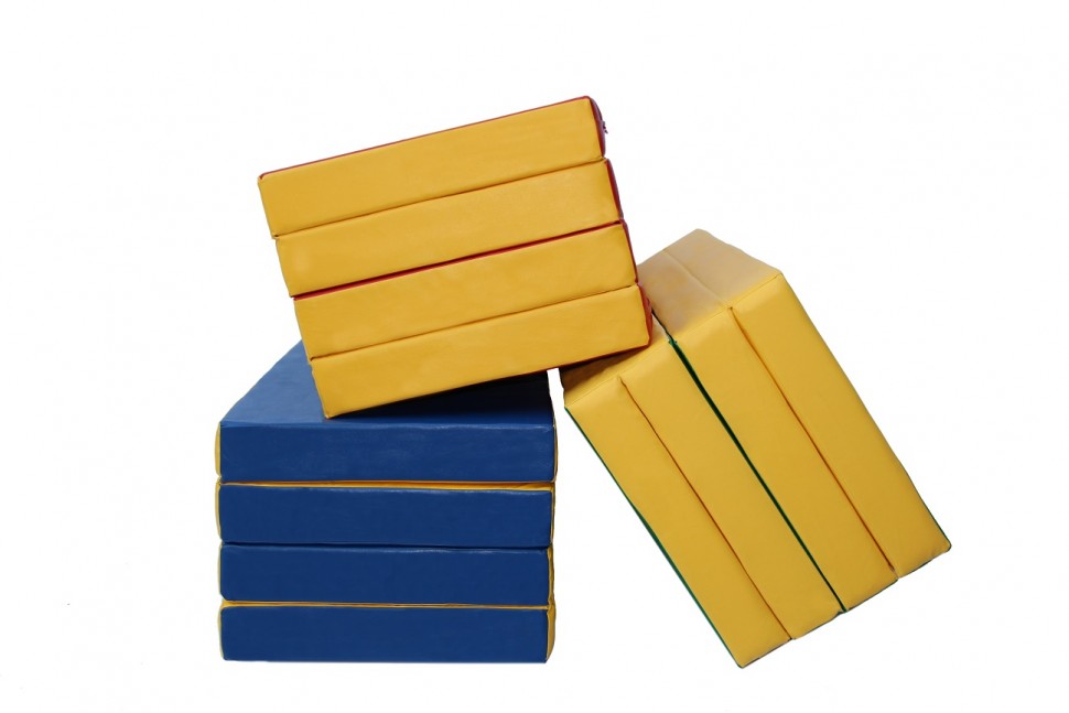Мат № 5 (100 х 200 х 10) складной 3 сложения сине/жёлтый