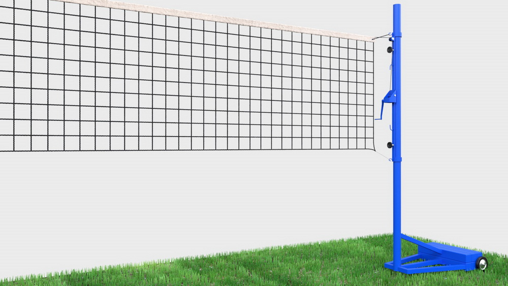Сетка волейбольная, нить D=3 мм, ПВХ трос D=6 мм с мобильными, универсальными стойками (03.516)