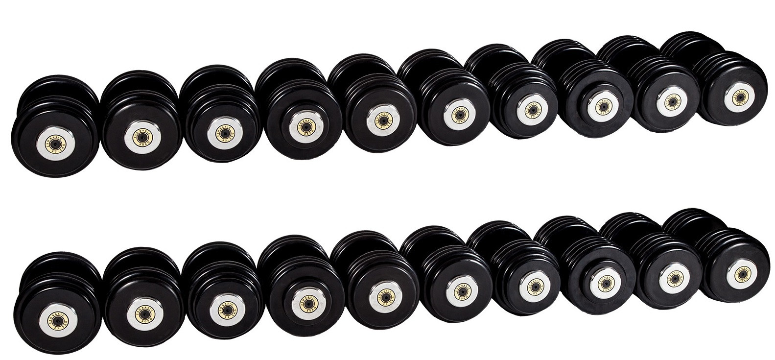 Гантельный ряд 27,5 кг - 50 кг (10 пар), шаг 2,5 кг, BASIC