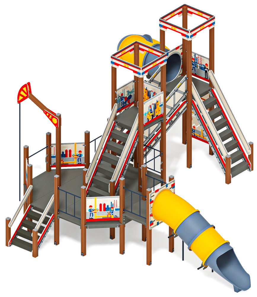 БУРОВАЯ детский игровой комплекс (горка-труба винтовая Н 2000, горка труба Н 1200) ДИК 2.28.01-01