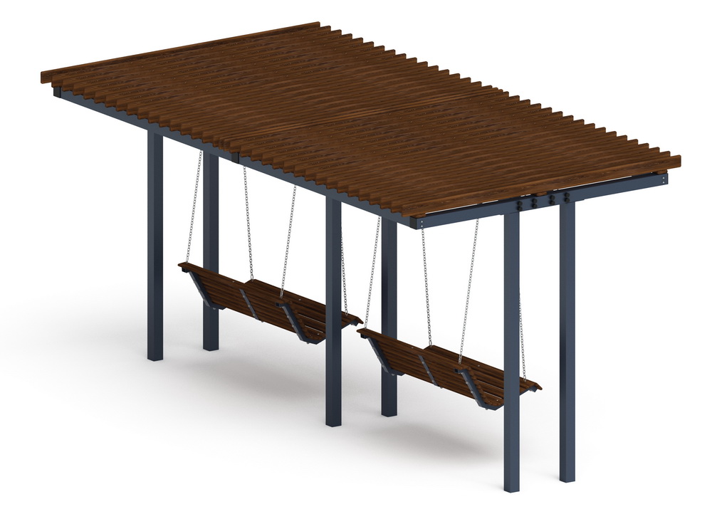 Пергола Тент с качелями (прямая) МФ 78.04.02-01 /без поликарбоната/