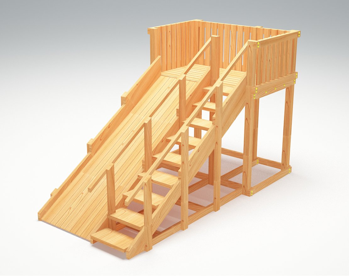 Зимняя горка ЗИМА WOOD-3 Савушка (скат 3 м)