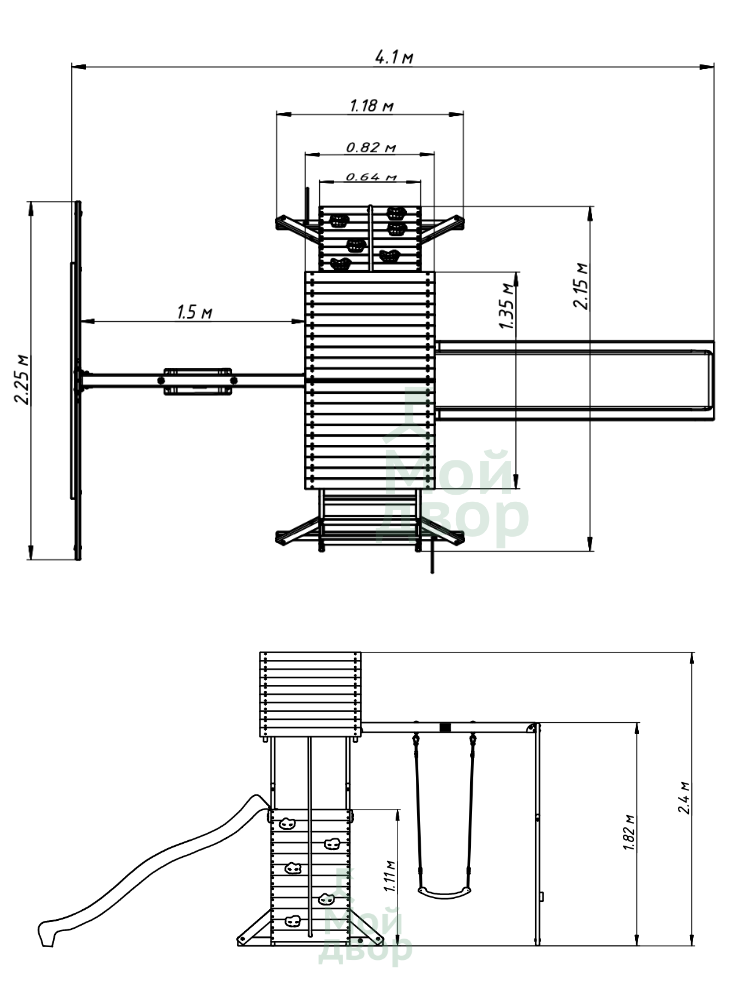 Детский деревянный игровой комплекс КРЕПОСТЬ СВОБОДЫ