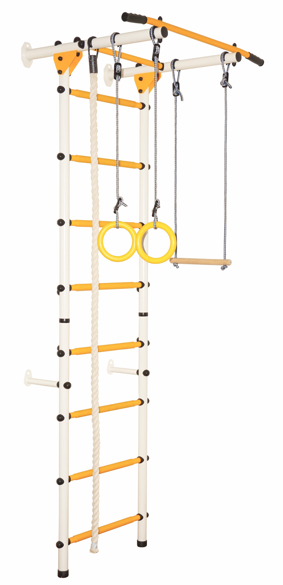 Детский спортивный комплекс ЮНЫЙ АТЛЕТ модель Пристенный-Лайт белый/желый
