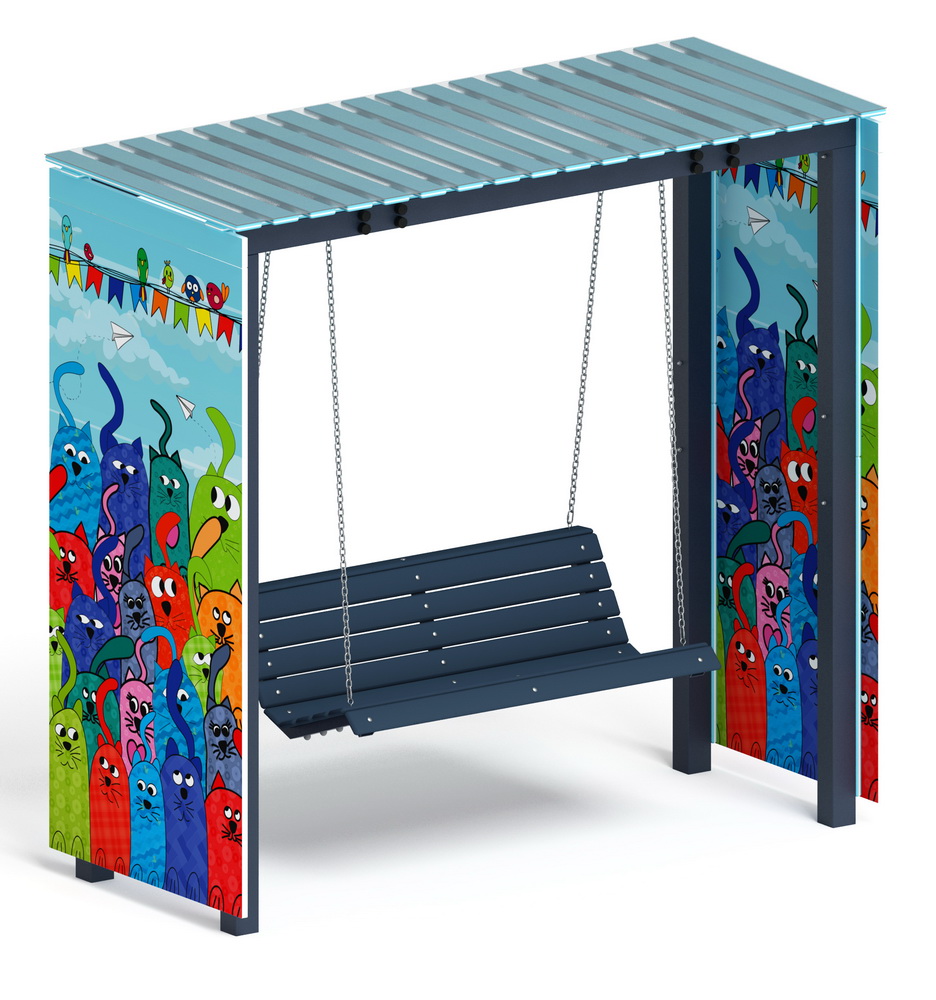 Пергола с качелями (Коты) МФ 78.06.01-06 /с поликарбонатом/