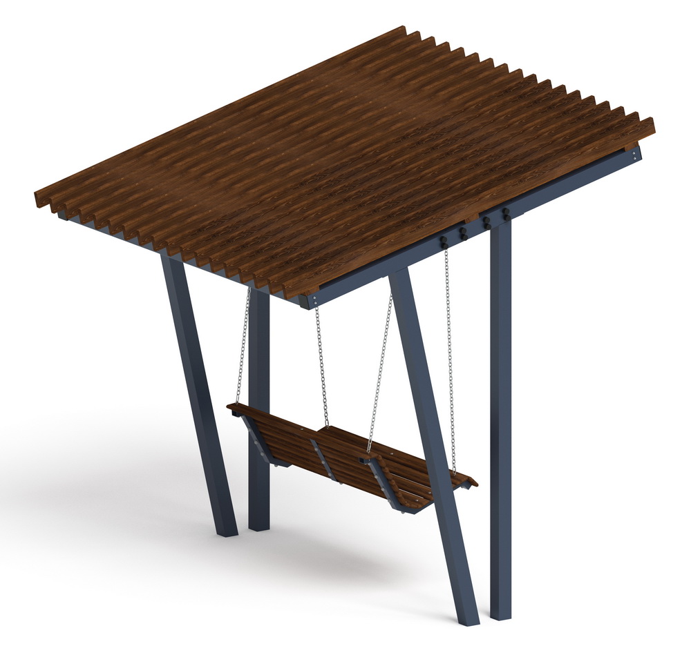 Пергола Тент с качелями (наклонная) МФ 78.03.01-01 /без поликарбоната/