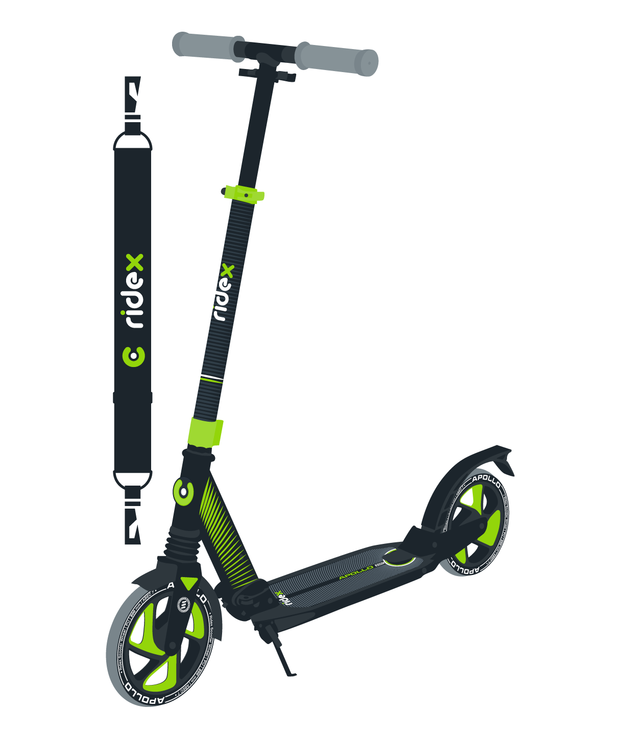 Самокат 2-колесный Apollo 200 мм, зеленый