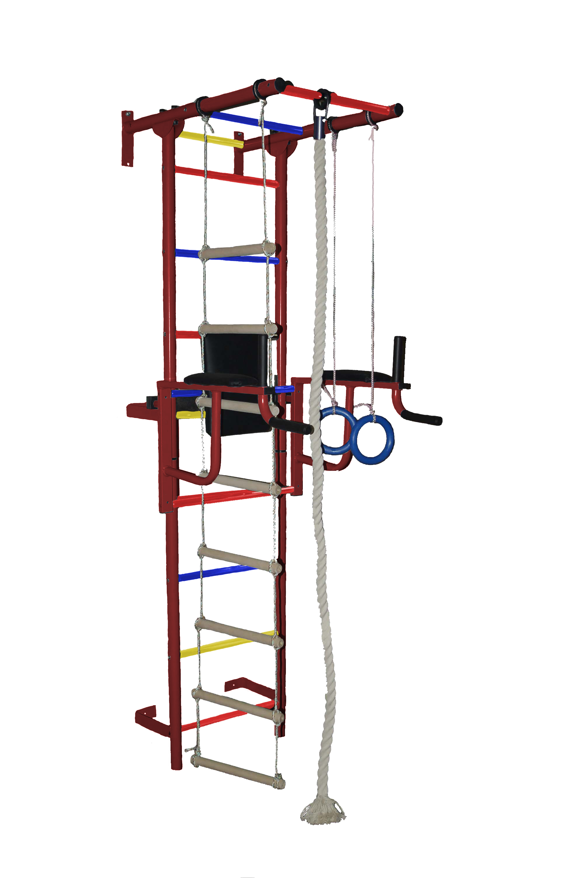 Спортивный комплекс ПВХ ДСК "Крепыш плюс " пристенный с брусьями бордовый