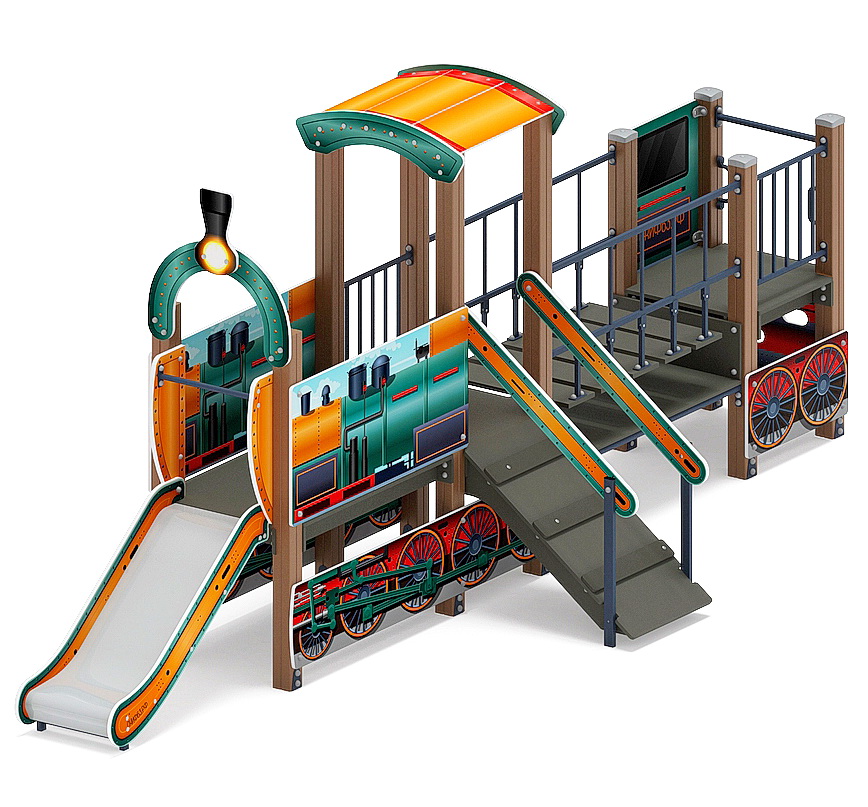 ПАРОВОЗИК (цветной) детский игровой комплекс ДИК 1.03.5.01-18 (H=750)