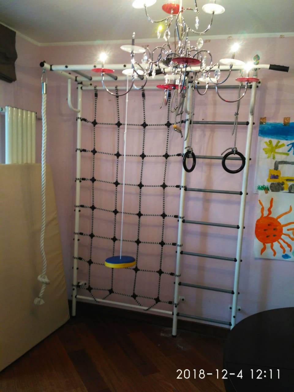 Детская шведская стенка Пионер С4СМ бело/серый